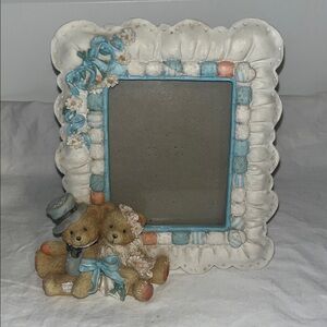 Cherished Teddies wedding photo invitation frame bride & groom bear